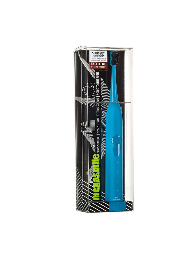 Escova de dentes megasmile - sonic black whitening ii blue