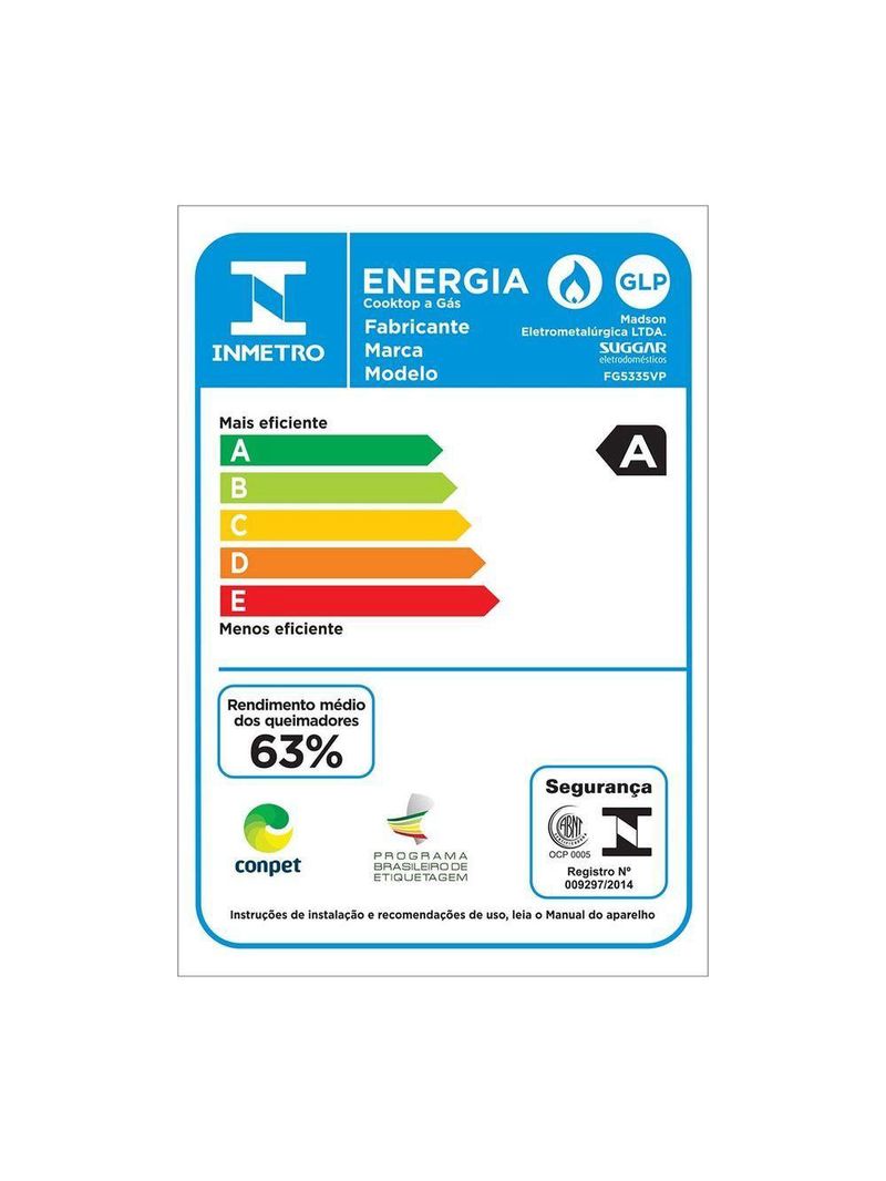 Cooktop Suggar 5 Bocas Com Tripla Chama Em Ferro Fundido FG5335VP Preto Bivolt