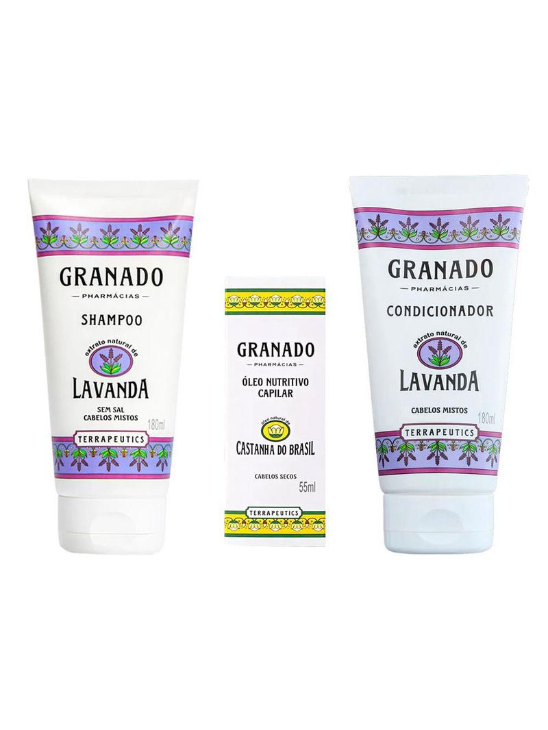 Granado lavanda e castanha do brasil kit - shampoo + Óleo + condicionador