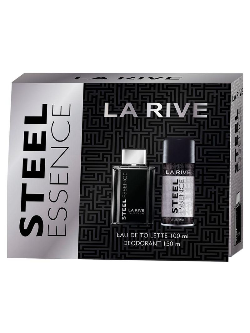 Kit la rive steel essence – perfume masculino edt + desodorante
