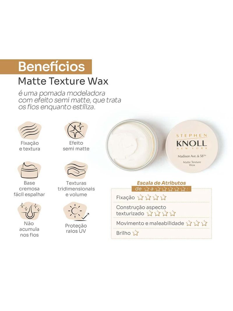Pomada modeladora stephen knoll matte texture wax