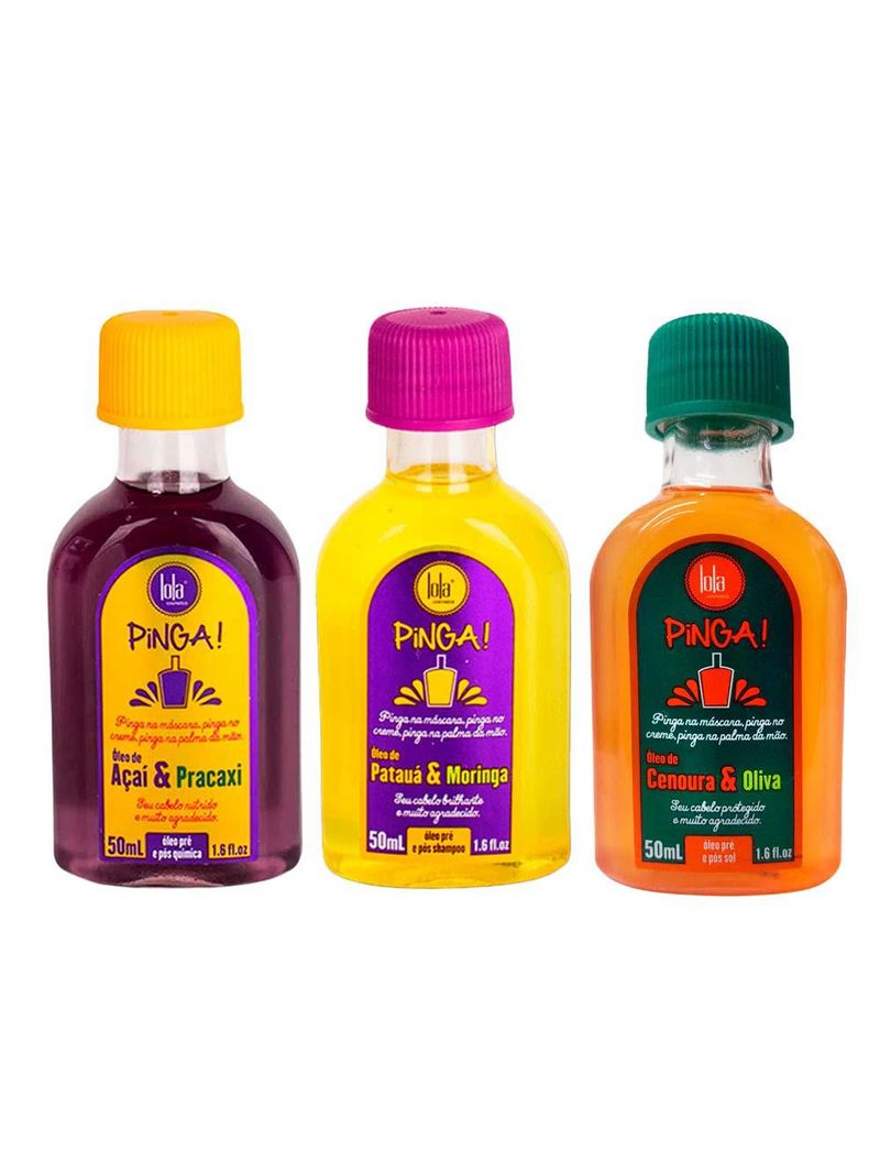 Lola cosmetics pinga kit Óleo – açai e pracaxi + cenoura e oliva + patauá e moringa