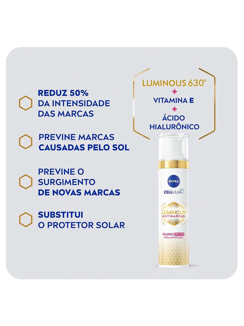 Nivea fluido facial protetor cellular luminous 630 fps 50