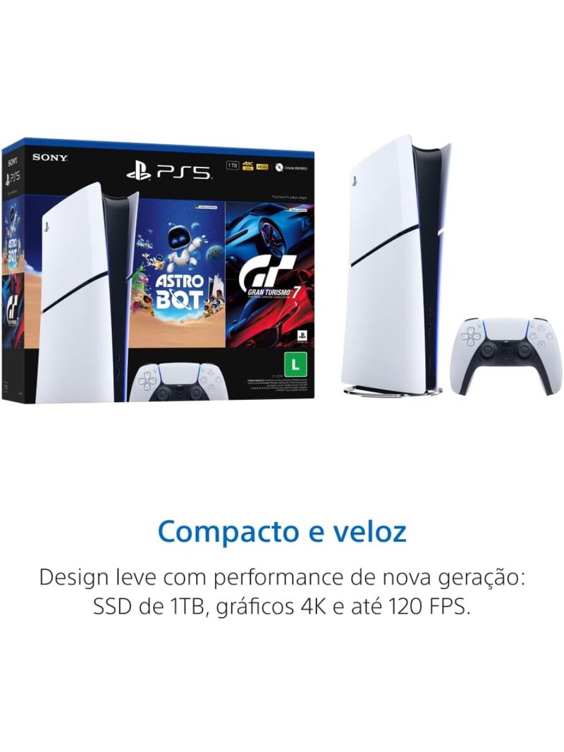 Console Sony PlayStation 5 Slim CFI - 2114 1TB Digital Edition Branco + 2 Jogos Digitais