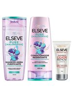 Elseve pure hialurônico kit – shampoo + condicionador + leave in tratamento cicatri renov