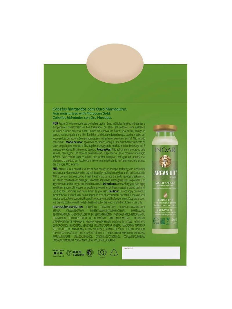 Inoar argan oil kit ampolas 12 unidades