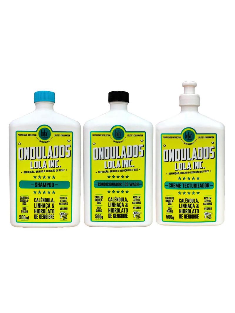 Kit ondulados lola cosmetics - shampoo + condicionador + creme de pentear
