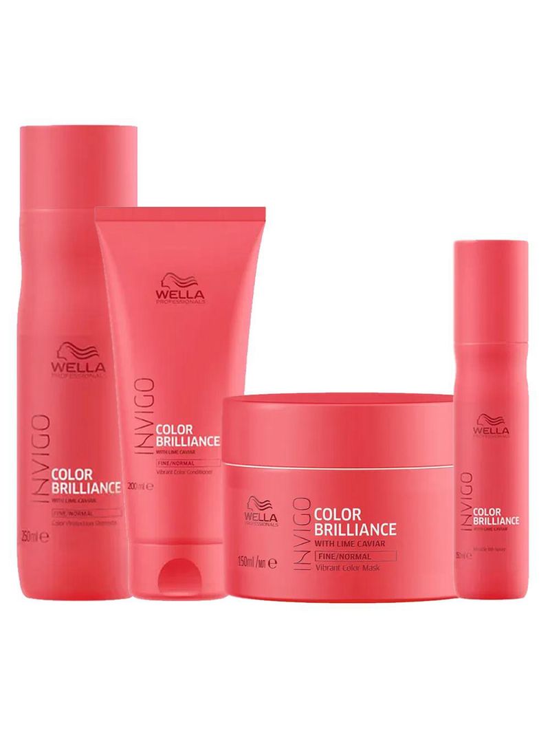 Kit invigo color brilliance wella - shampooo + condicionador + máscara + leave-in