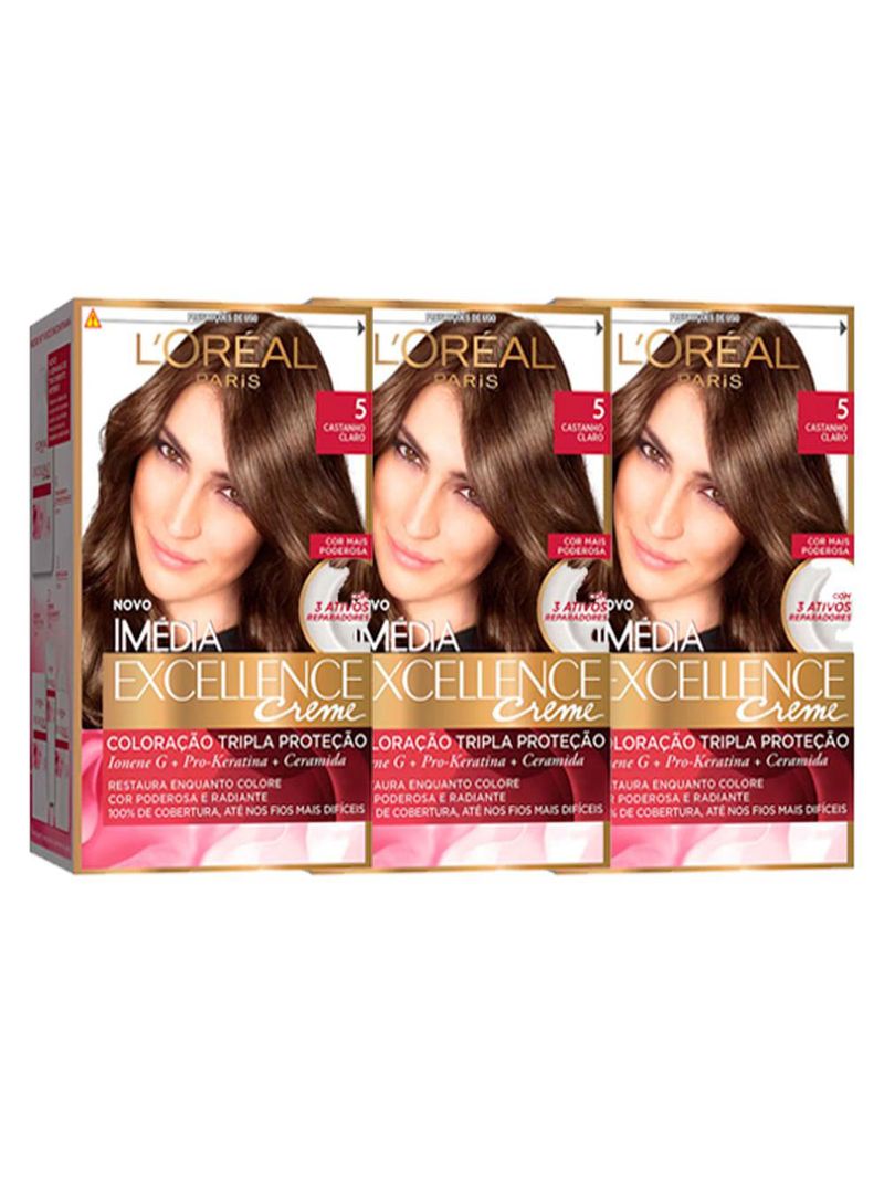 L'oréal paris coloração imédia excellence 5 cast claro kit - 3 unidades