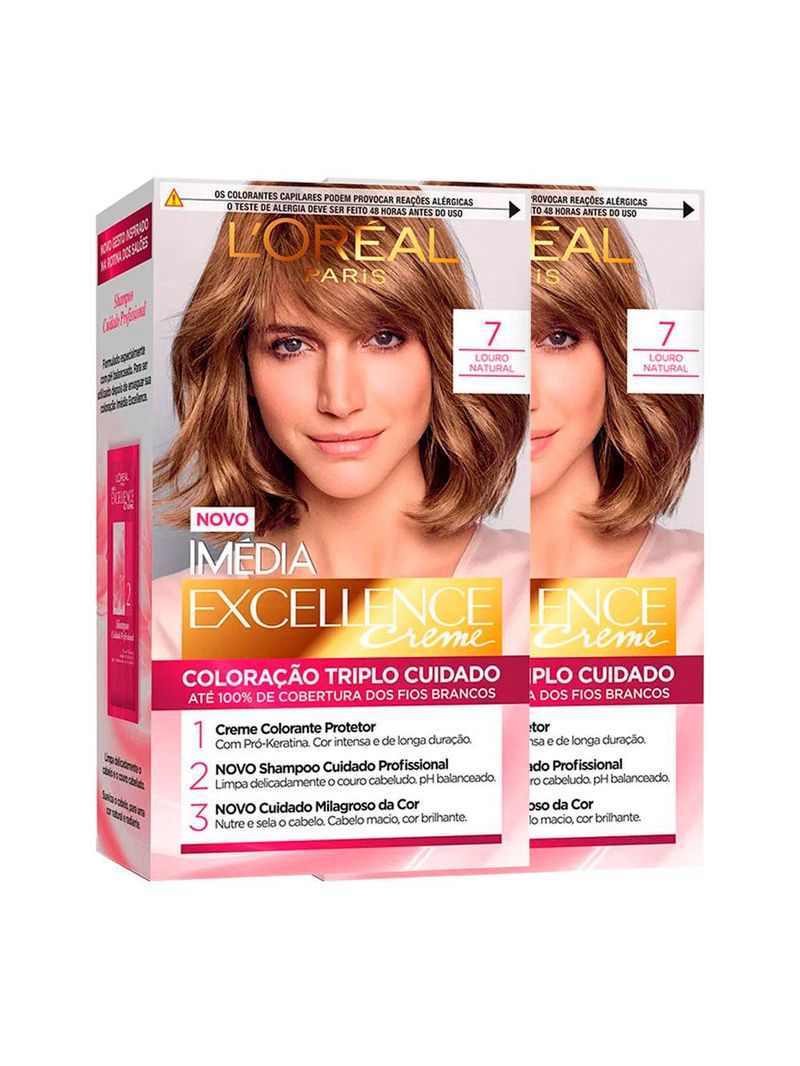 L'oréal paris coloração imédia excellence kit - 7 louro natural
