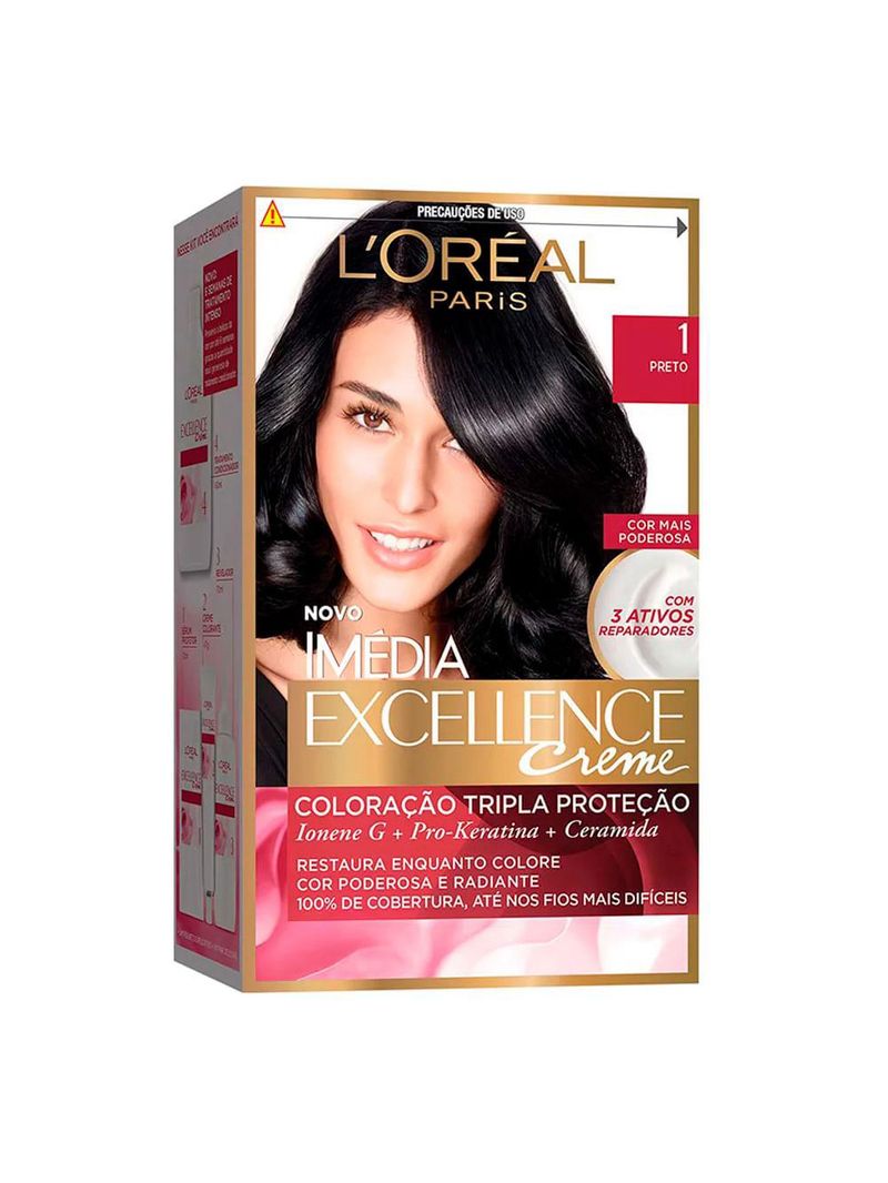 L'oréal paris coloração imédia excellence 1 preto kit - 3 unidades