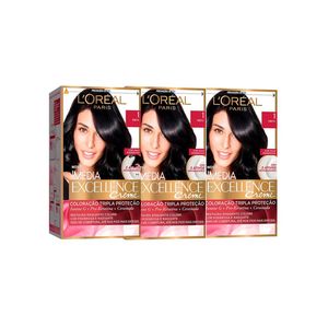 L'oréal paris coloração imédia excellence 1 preto kit - 3 unidades