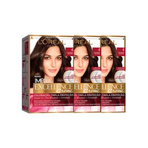 L'oréal paris coloração imédia excellence 4 cast. natural kit - 3 unidades