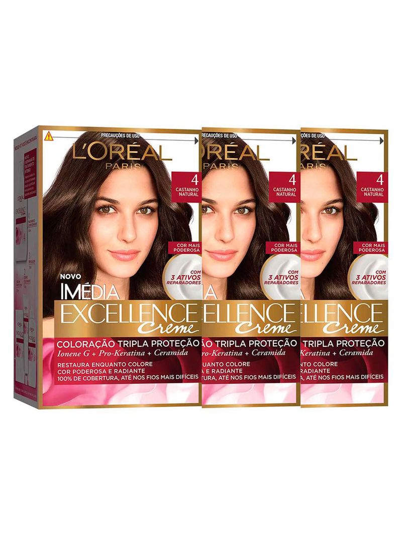 L'oréal paris coloração imédia excellence 4 cast natural kit - 3 unidades