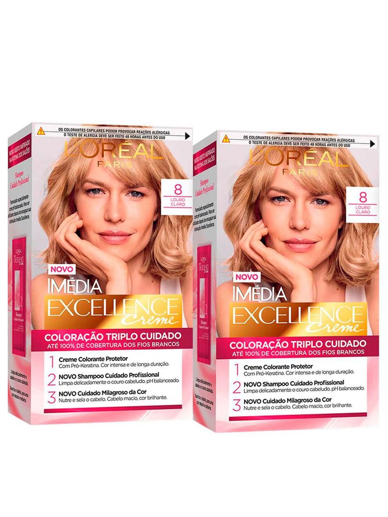 L'oréal paris coloração imédia excellence kit - 8 louro claro