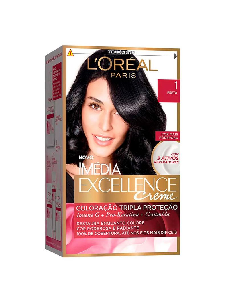 L'oréal paris coloração imédia excellence 1 preto kit - 2 unidades
