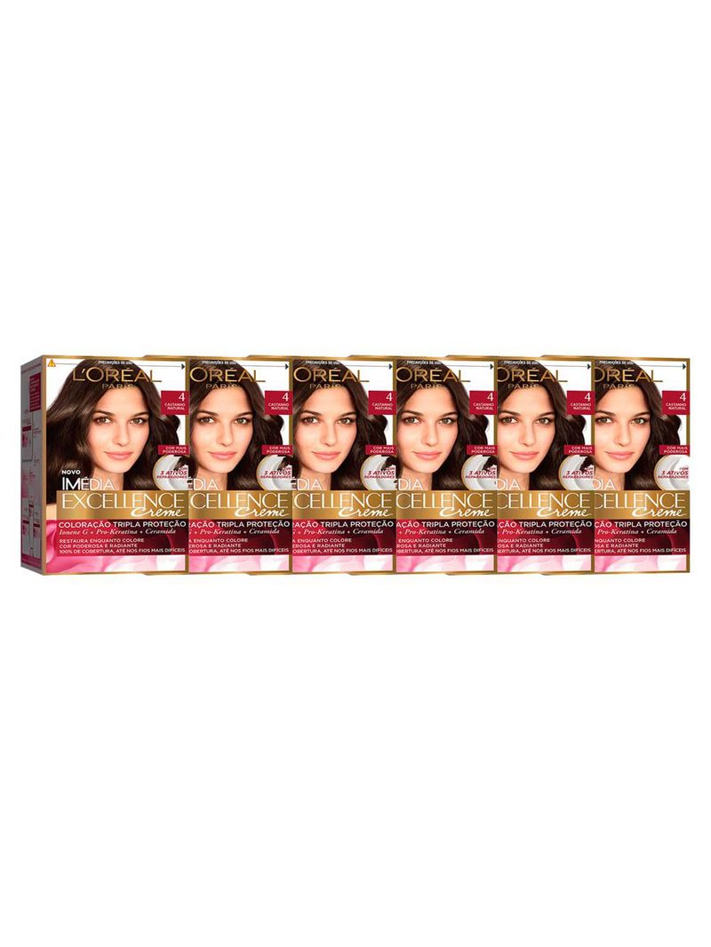 L'oréal paris coloração imédia excellence 4 cast natural kit - 6 unidades