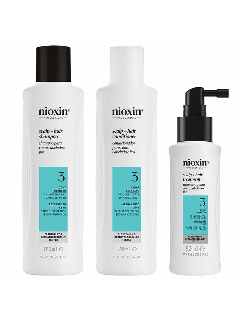 Nioxin system 3 kit - shampoo + condicionador + tratamento
