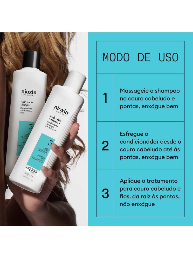Nioxin system 3 kit - shampoo + condicionador + tratamento