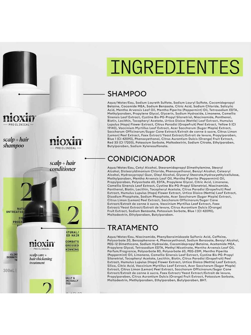 Nioxin system 2 kit - shampoo + condicionador + tratamento