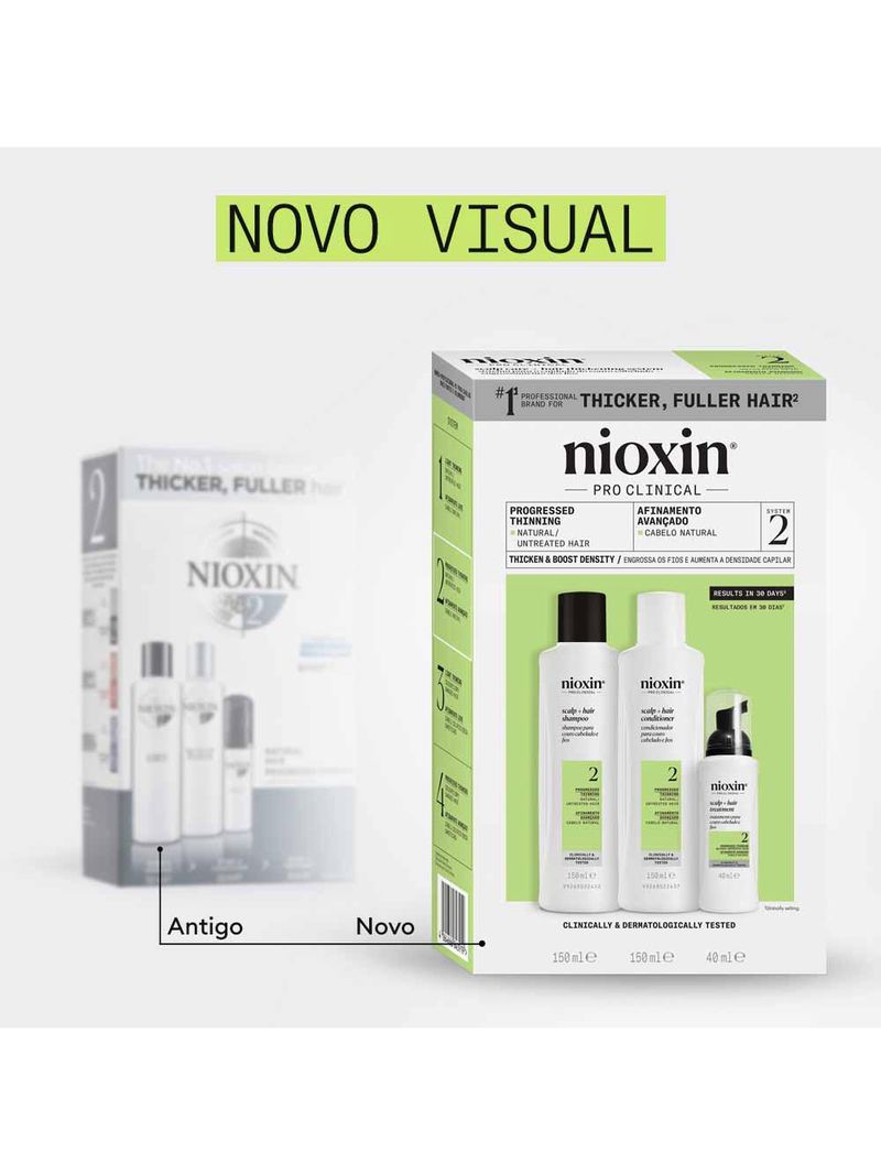 Nioxin system 2 kit - shampoo + condicionador + tratamento