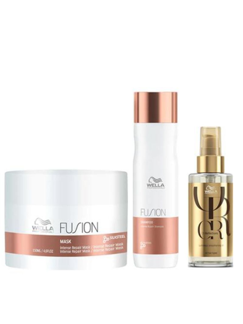 Wella professionals fusion + oil reflections kit - máscara + shampoo + Óleo
