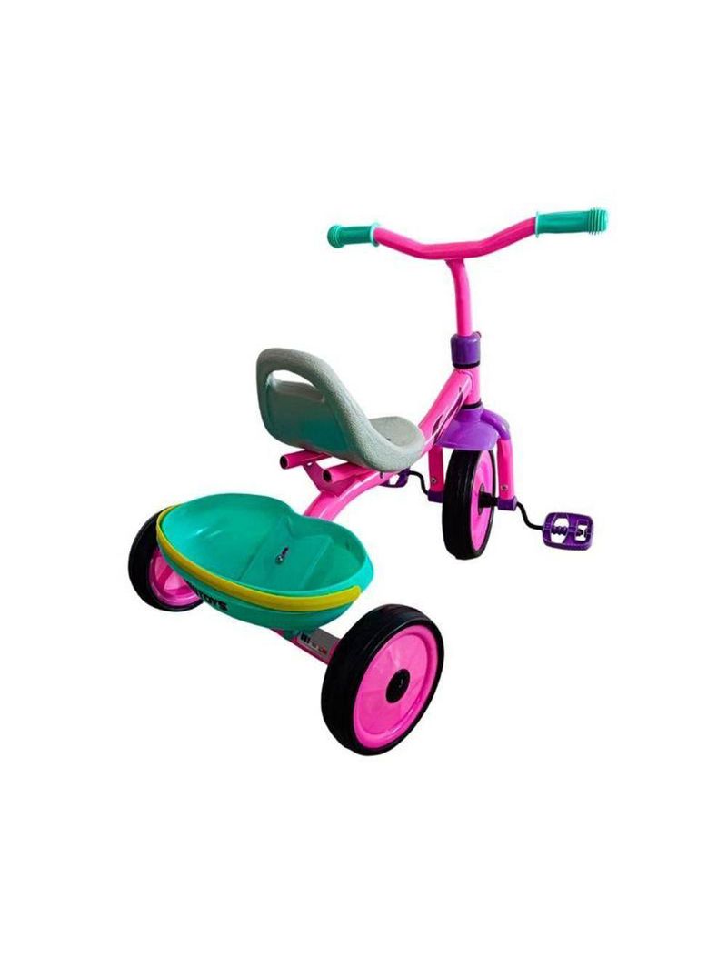 Triciclo Infantil Rosa Com Pedal 03 Rodas Assento Tipo Banco