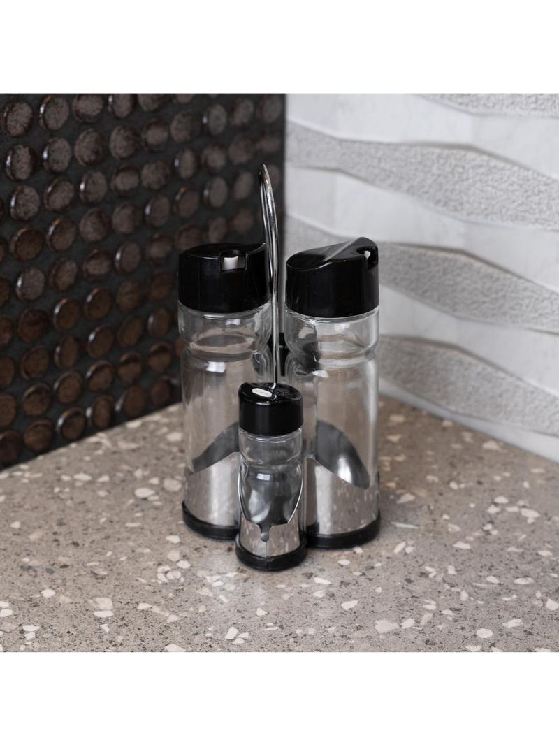 Galheteiro 4 Peças Wolff Donatello de Vidro 11x 10x20cm