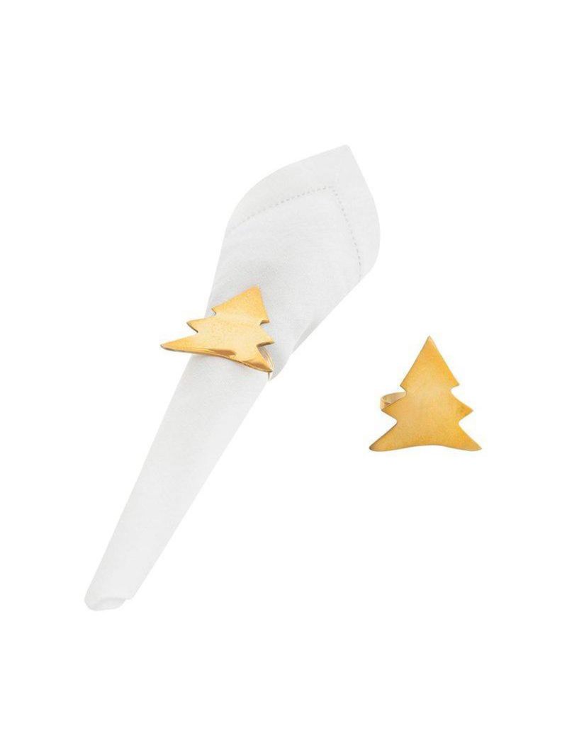 Jogo de argola para guardanapos home style natal gold pine