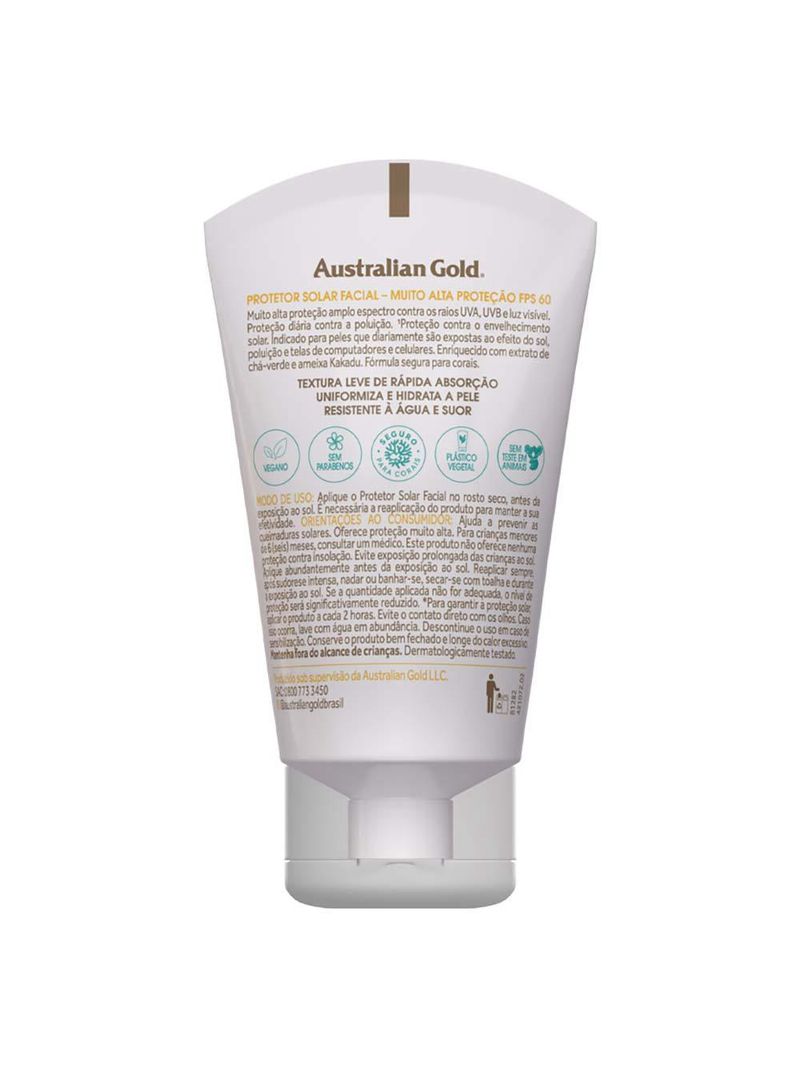 Protetor solar facial com cor gel creme australian gold