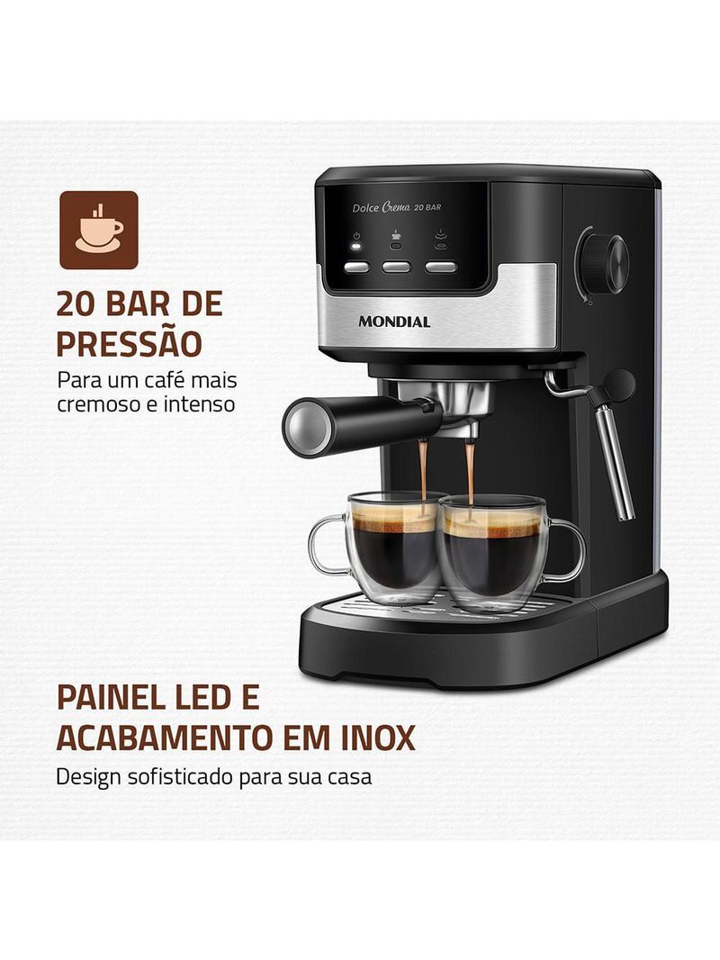 Cafeteira Espresso Dolce Crema 20 Bar Mondial C-20-EC 220V/60HZ