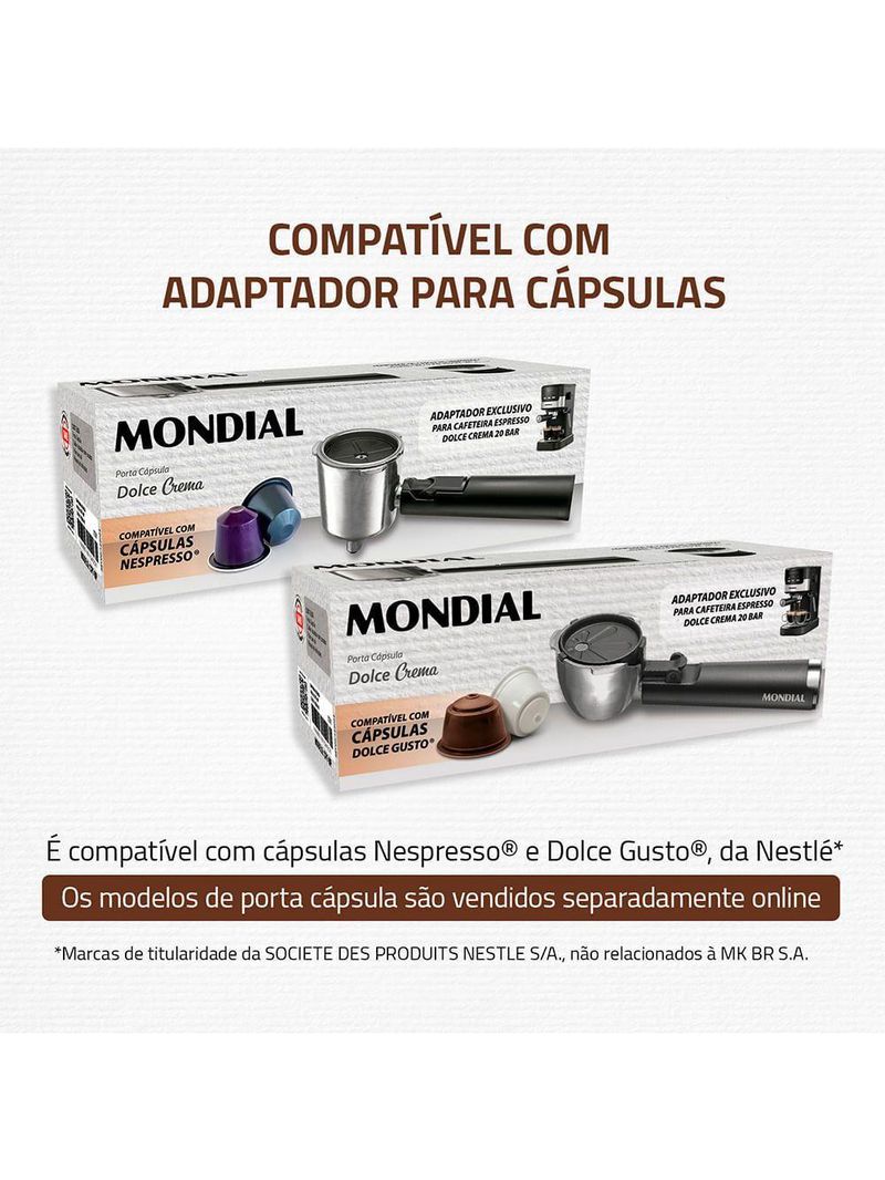 Cafeteira Espresso Dolce Crema 20 Bar Mondial C-20-EC 220V/60HZ