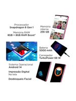 Smartphone motorola edge 50 fusion 5g pink 256gb, 8gb ram + 8gb ram boost, 50mp sony ai camera ip68 nfc