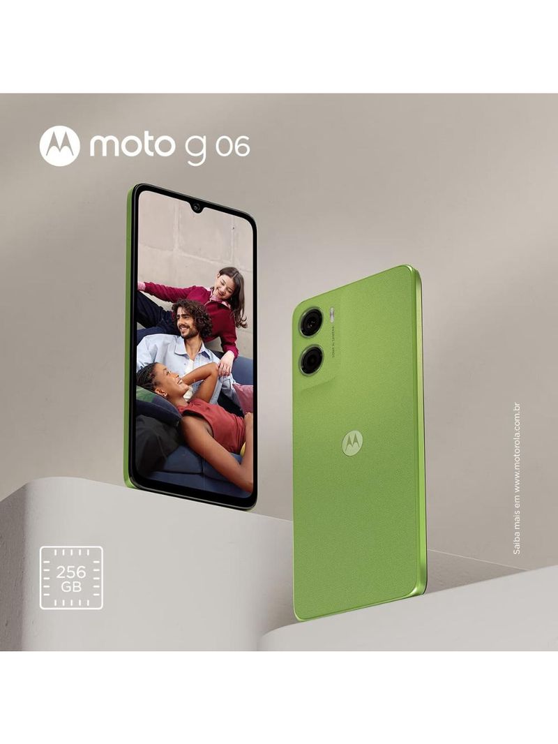 Smartphone motorola moto g06 4g tela 6,9” 256gb câmera 50mp verde