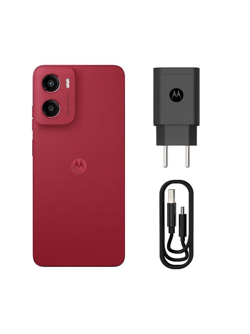 Smartphone motorola moto g05 4g tela 6,7” hd+ 256gb câmera 50mp vermelho