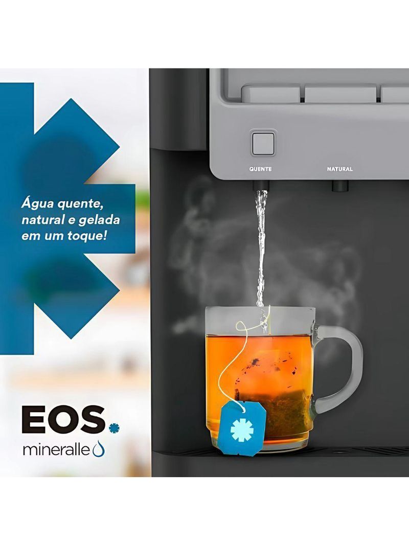 Bebedouro Agua Quente Natural E Gelada Eletrônico Preto Galão Mineralle EBE06QP 110V