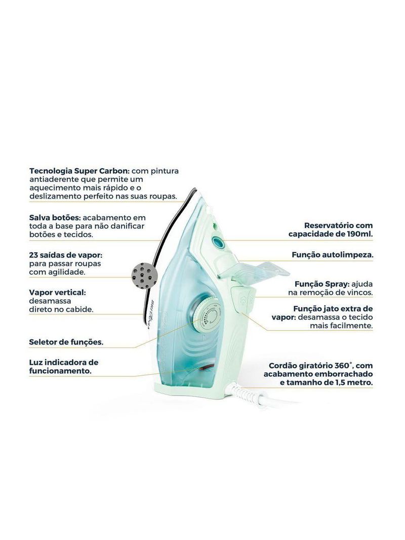 Ferro de Passar a Vapor Super Carbon Britânia BFV08 220V