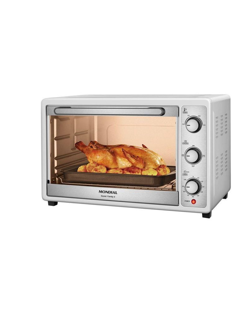Forno Elétrico Mondial 52L Grand Family II 1800W FRN-52-W Branco/Inox 110V