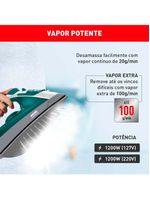 Ferro De Passar A Vapor Arno Steamgliss Branco/verde 110V