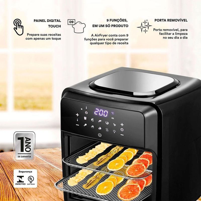 Fritadeira Airfryer Oven 12l Digital Premium Titanium Eaf12t 127v - Eos 127v