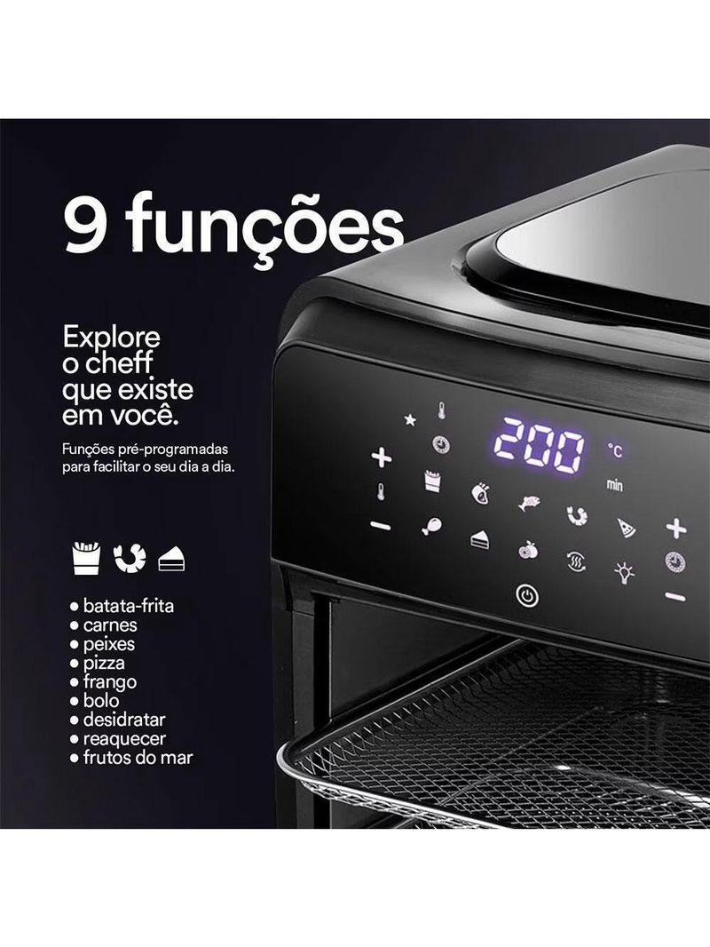 Fritadeira Airfryer Oven 12l Digital Premium Titanium Eaf12t 127v - Eos 127v