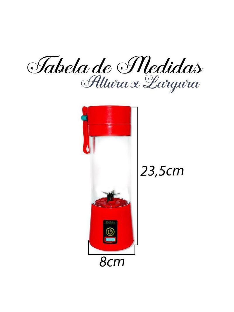 Mini Liquidificador Portatil Shake Juice Cup Batida Vermelho