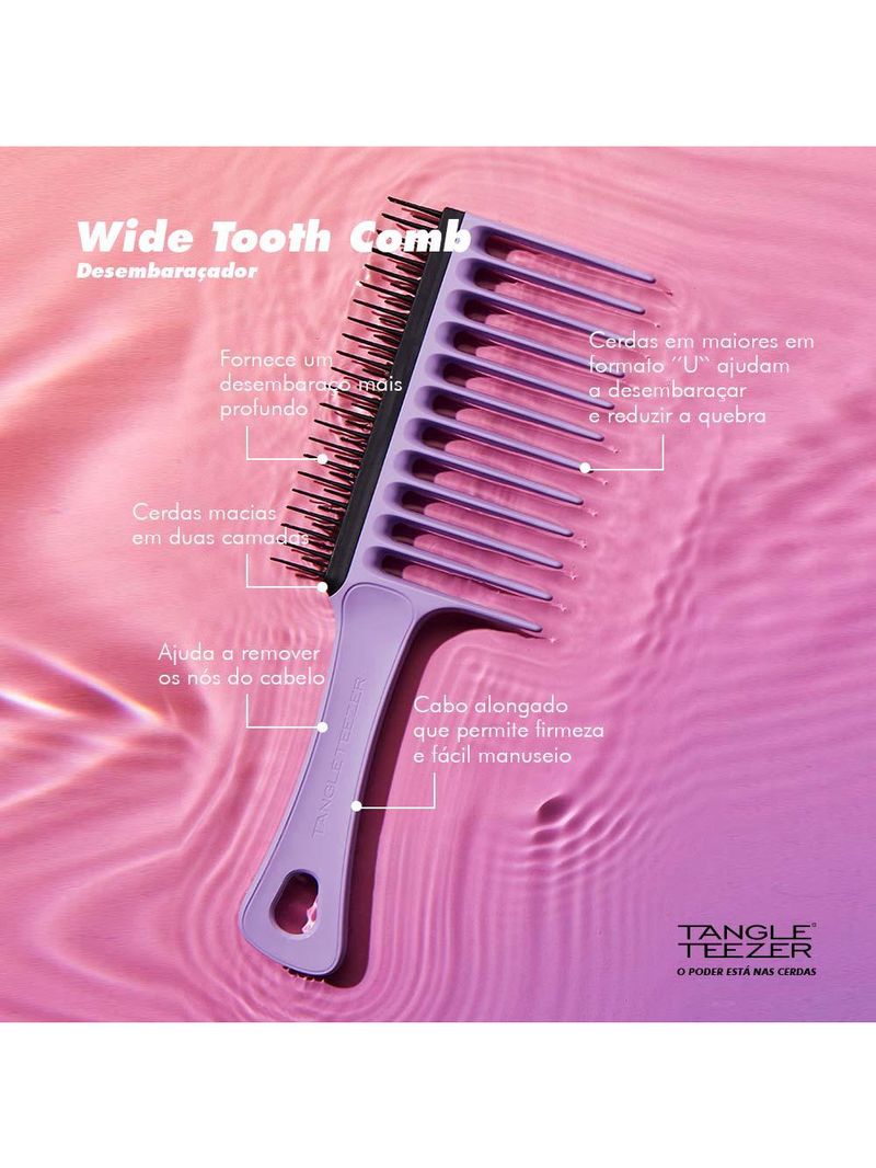 Escova para cabelos crespos e cacheados tangle teezer wide tooth comb