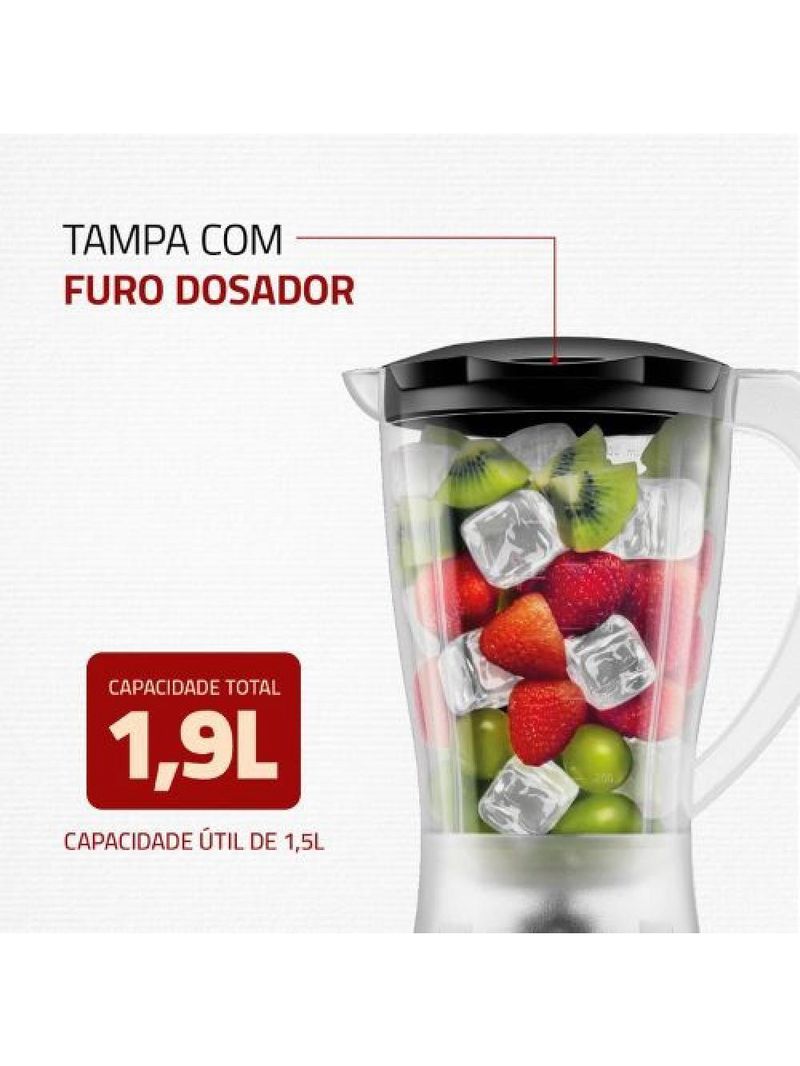 Liquidificador Mondial Easy Power L-550-B 550W 2 Velocidades Preto 110V