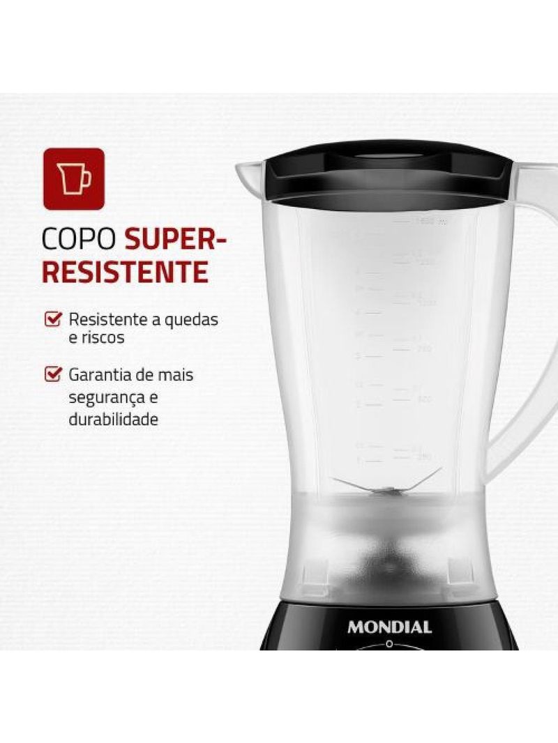 Liquidificador Mondial Easy Power L-550-B 550W 2 Velocidades Preto 110V