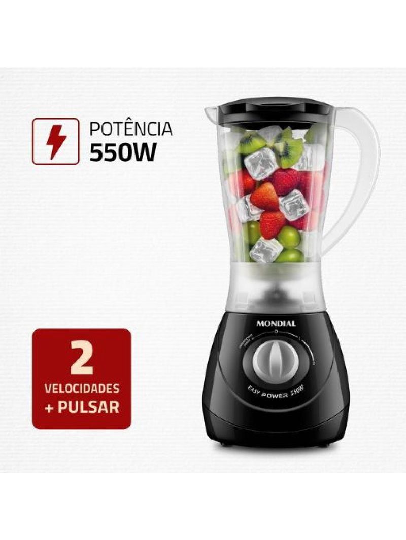 Liquidificador Mondial Easy Power L-550-B 550W 2 Velocidades Preto 110V