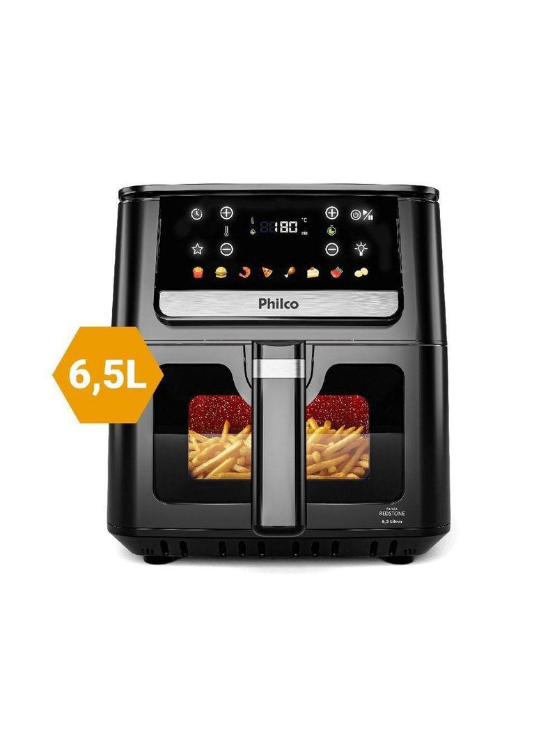 Air Fryer Philco 6,5L Visor Glass e Redstone PAF65A 220V