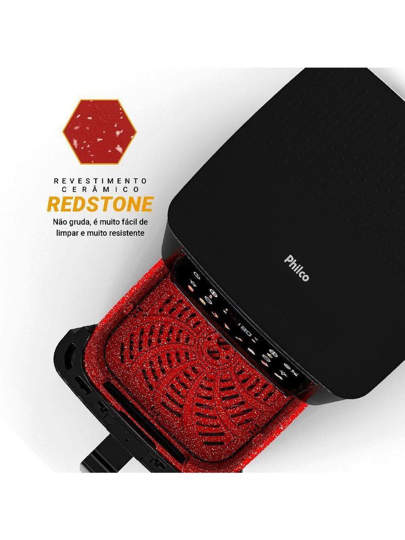 Air Fryer Philco 6,5L Visor Glass e Redstone PAF65A 220V