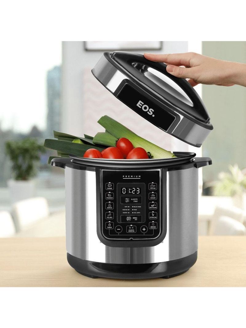 Panela De Pressão Elétrica Caçarola Multicooker Multiuso Digital Inox 6l Epp60di 220v - Eos 220v