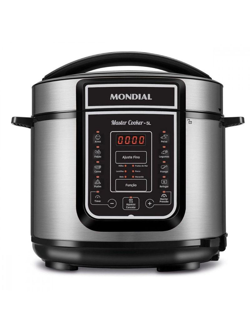Panela De Pressão Mondial Elétrica Digital 5L 900w Pe-38 Preto/inox - 220V